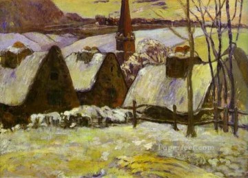  snow Oil Painting - Breton Village in Snow Post Impressionism Primitivism Paul Gauguin scenery